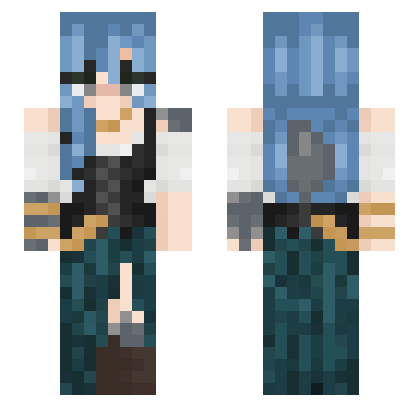 islayed Minecraft skin, front and back view