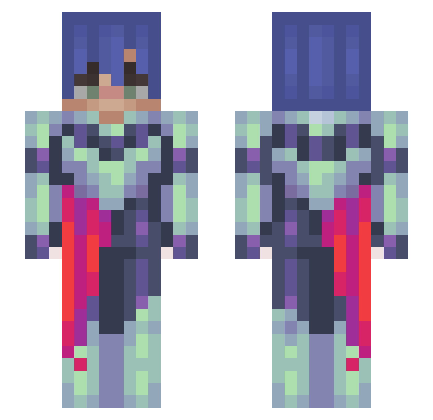 Pe7po Minecraft skin, front and back view