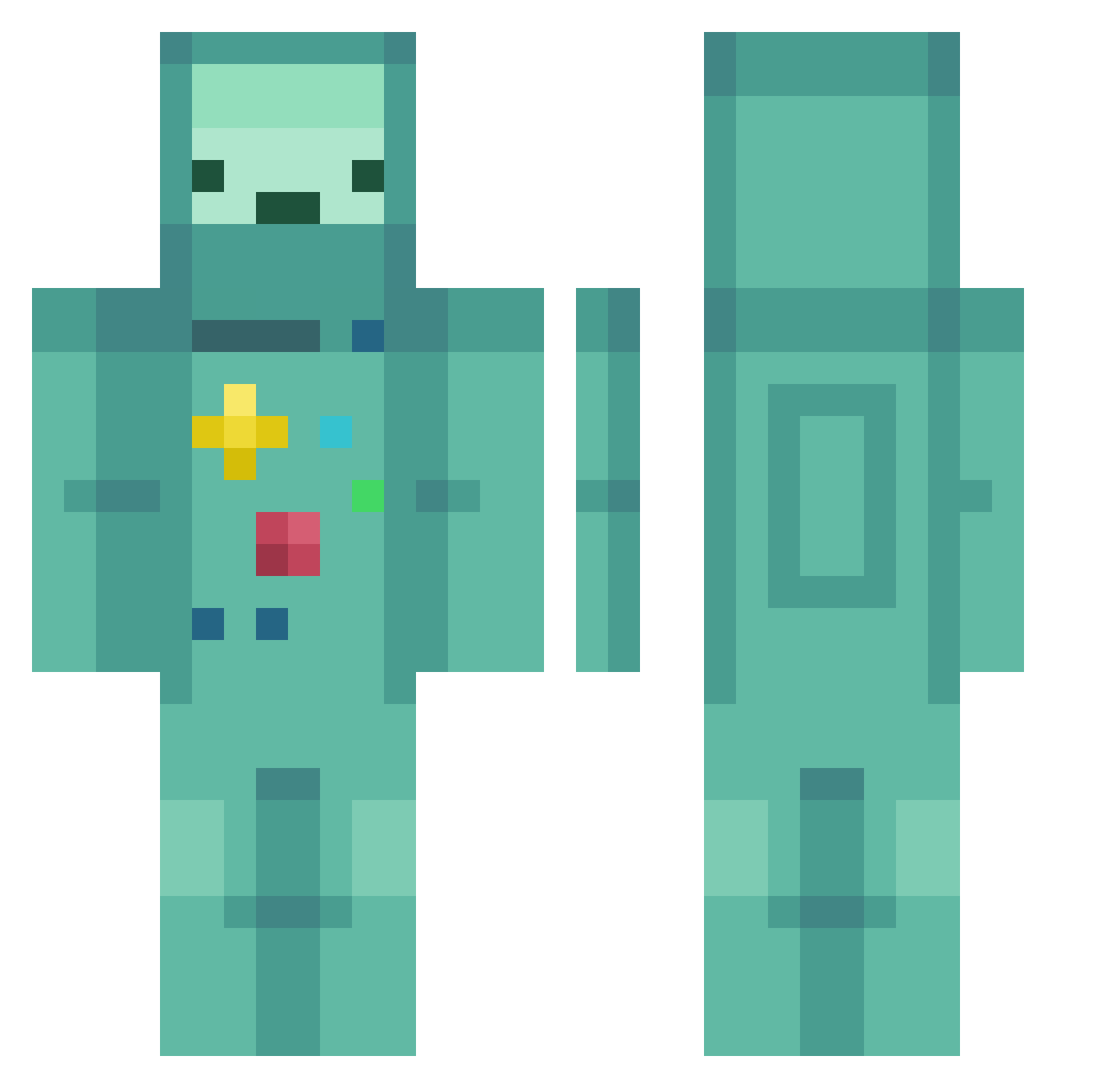 Galest Minecraft skin, front and back view
