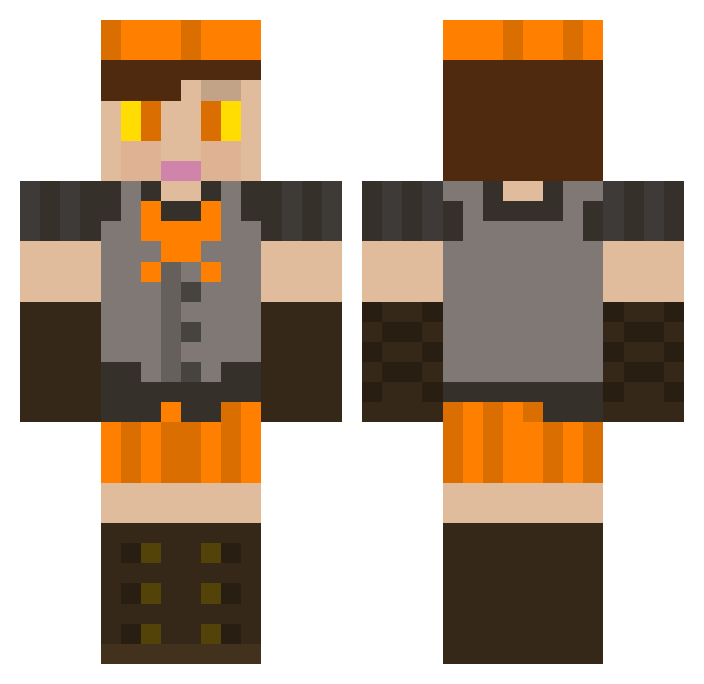 Week Minecraft skin, front and back view
