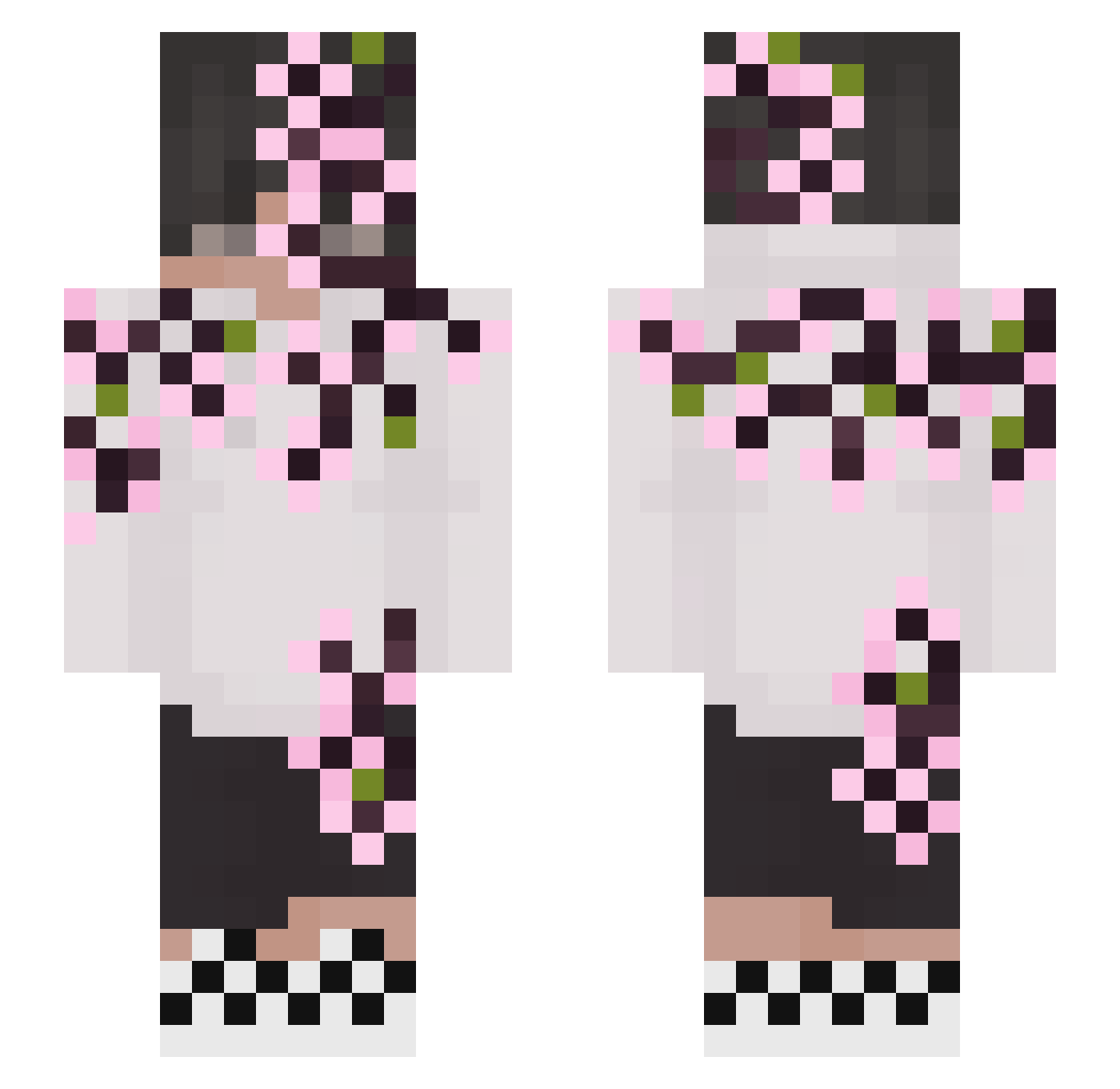Endless_Blossom Minecraft skin, front and back view