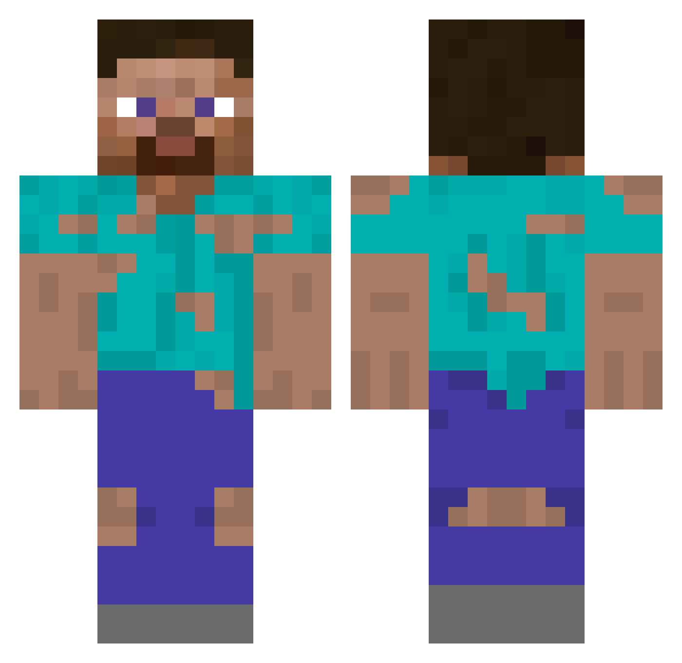 yoshibok Minecraft skin, front and back view