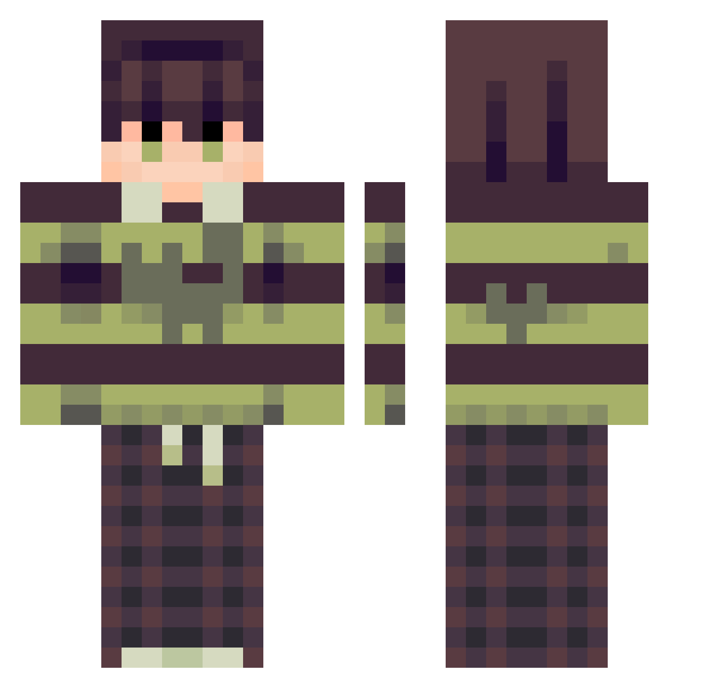 YoungerCentaur Minecraft skin, front and back view