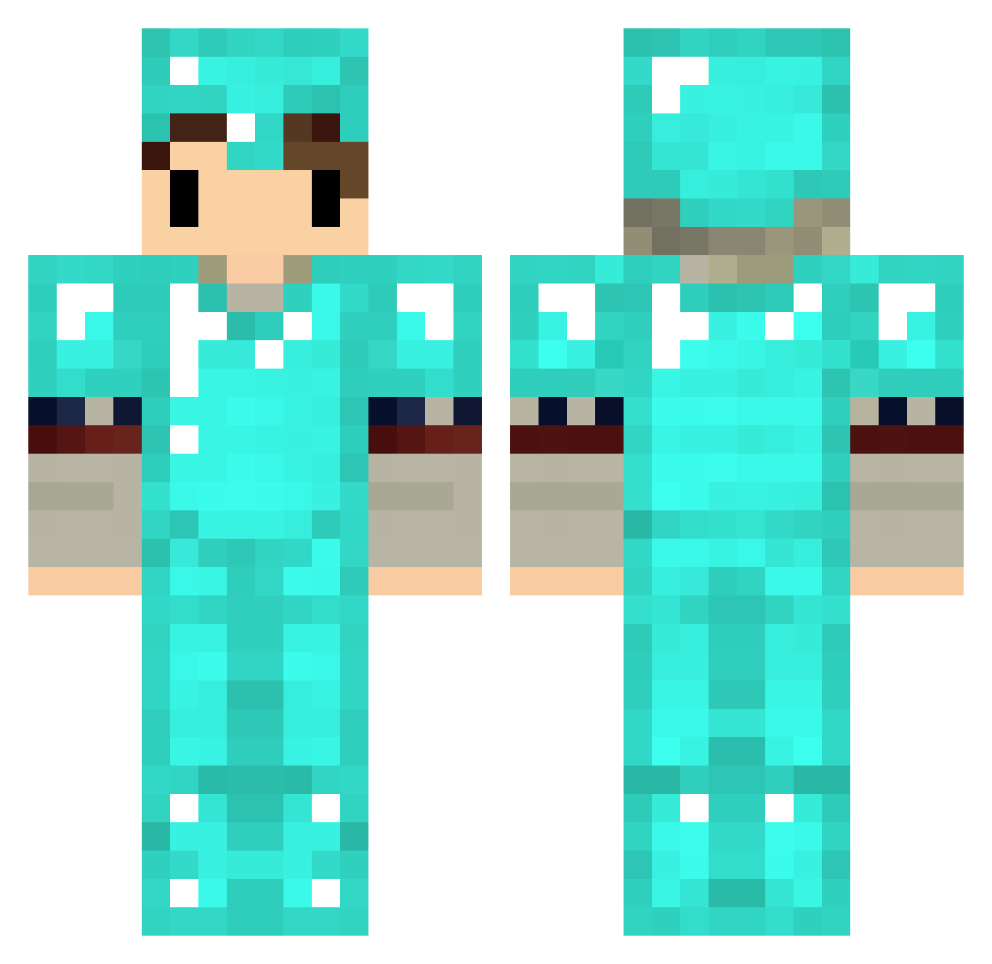 Multiracial Minecraft skin, front and back view