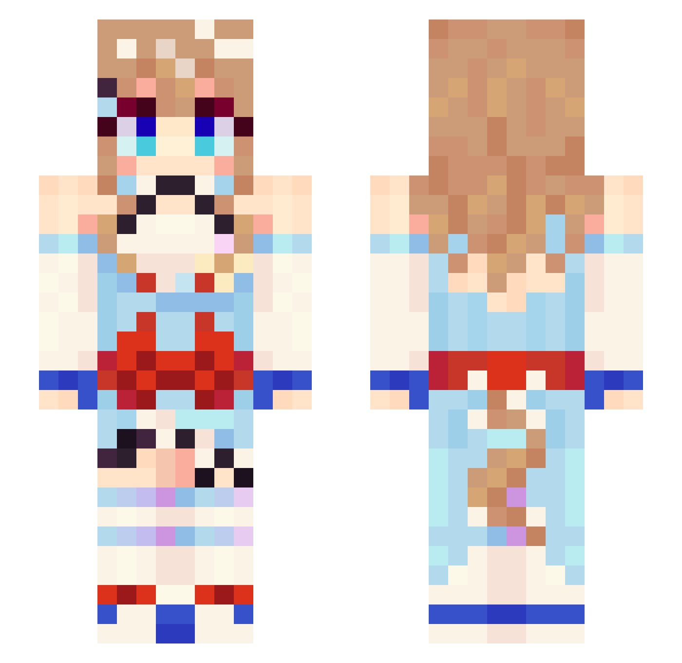 Ubi_Sani Minecraft skin, front and back view