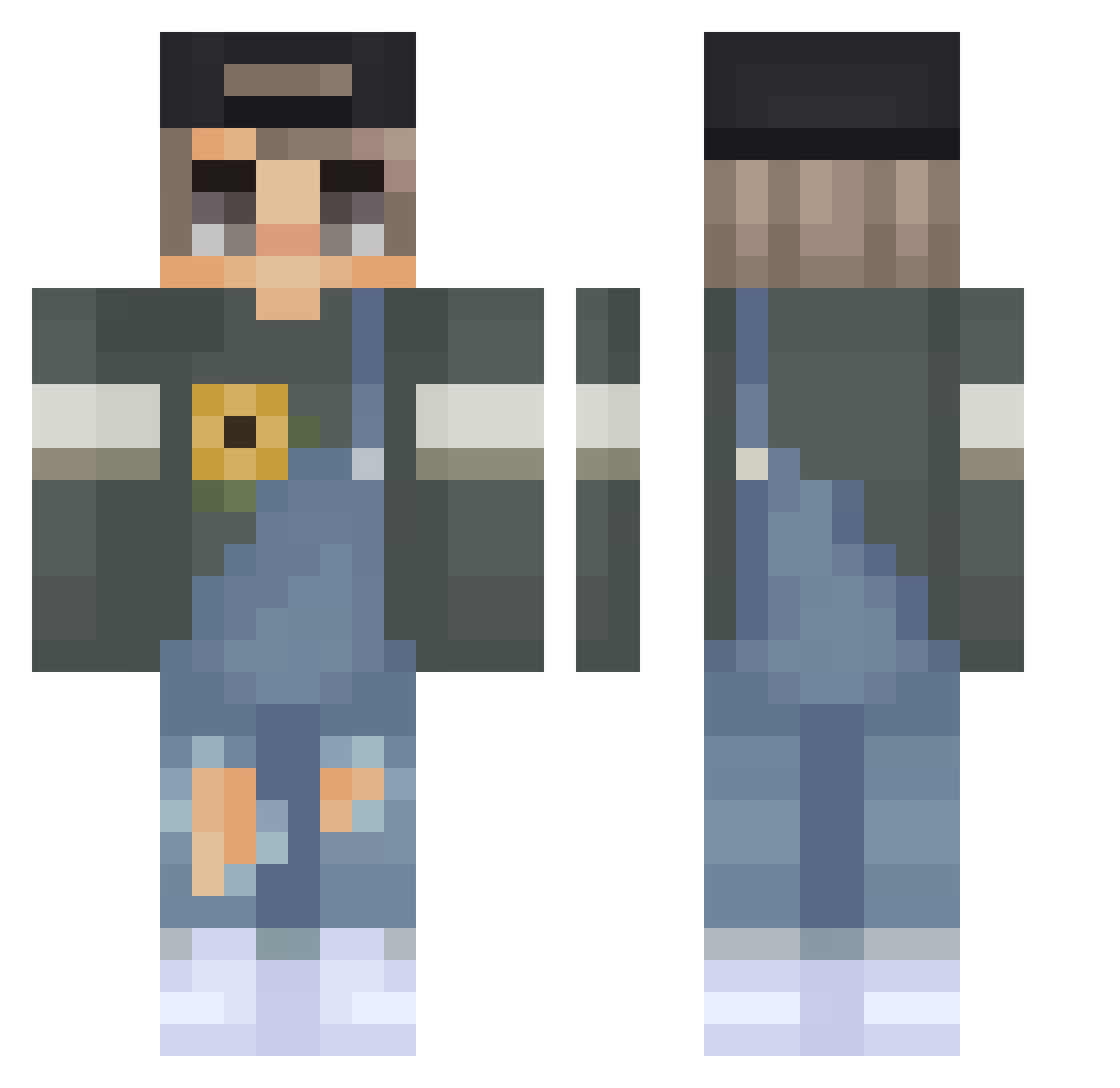 Remuzed Minecraft skin, front and back view