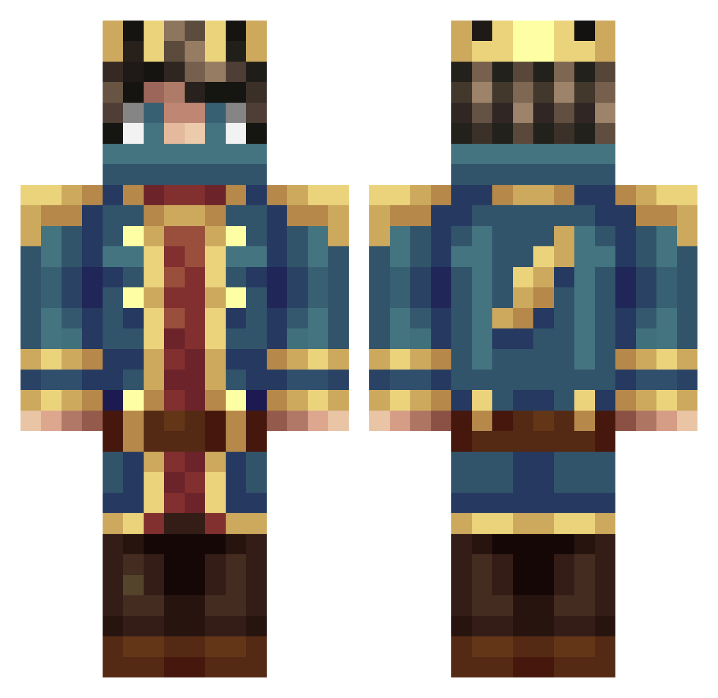 YarrBeard Minecraft skin, front and back view