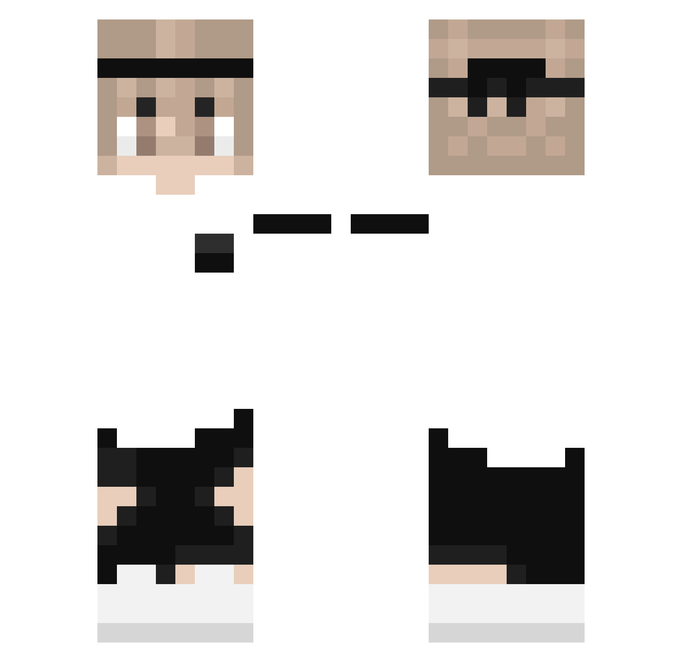 TBHS1 Minecraft skin, front and back view