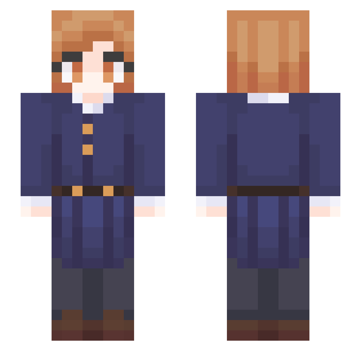 M0EN3LLA Minecraft skin, front and back view