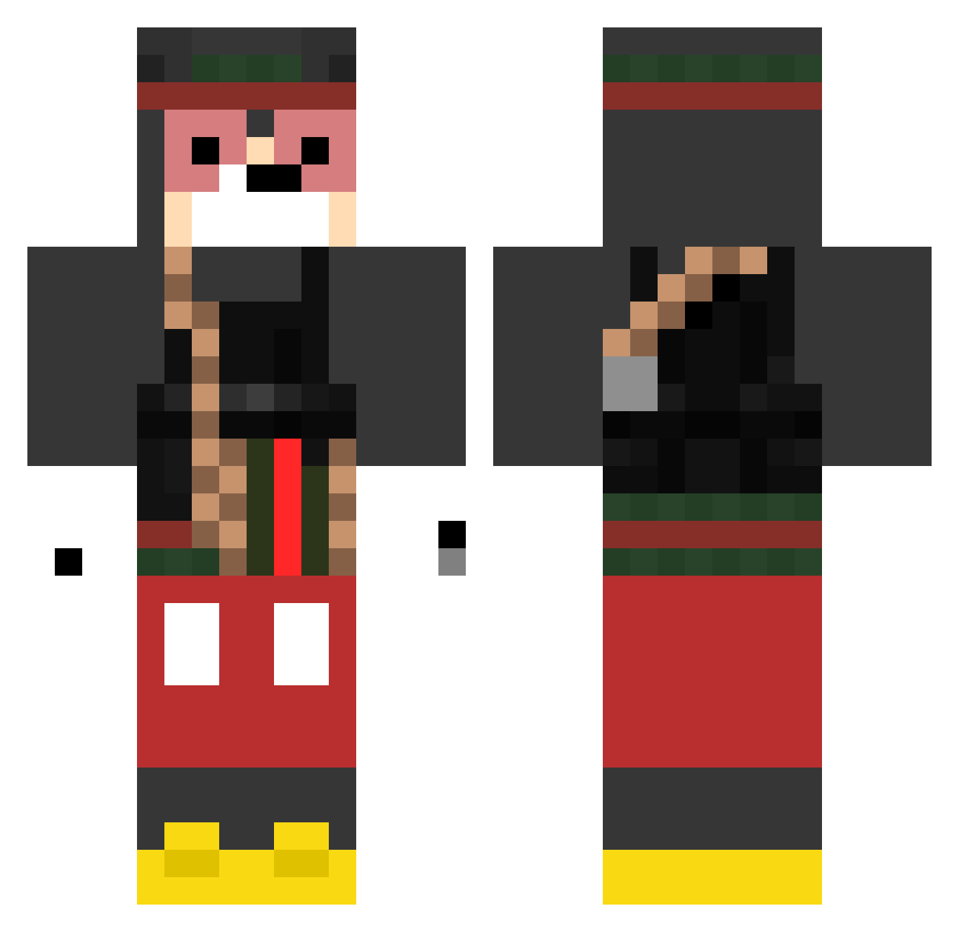 SushiXT4 Minecraft skin, front and back view