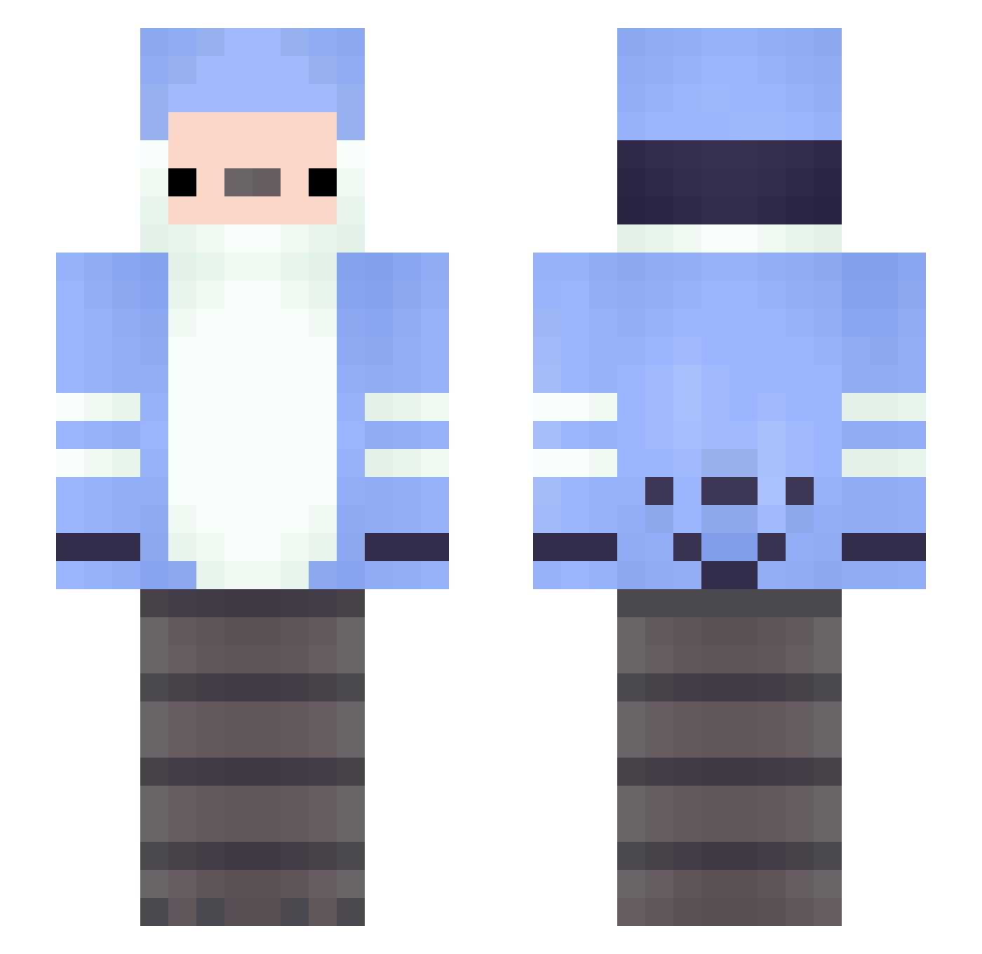 JacksFrost Minecraft skin, front and back view