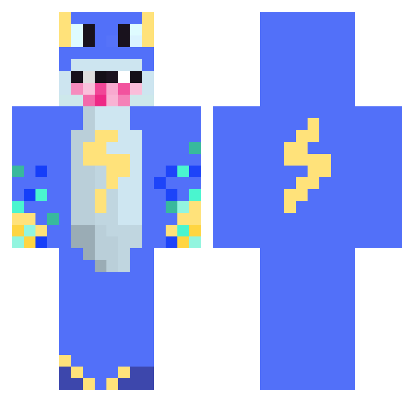 TootTheNewt Minecraft skin, front and back view