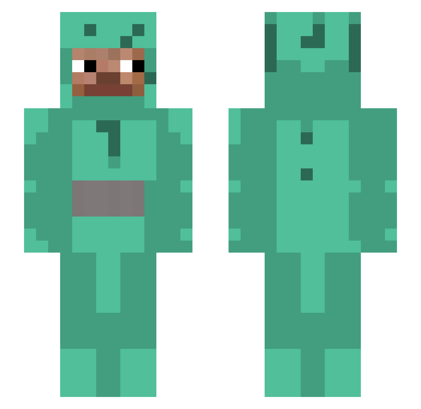 Universite Minecraft skin, front and back view
