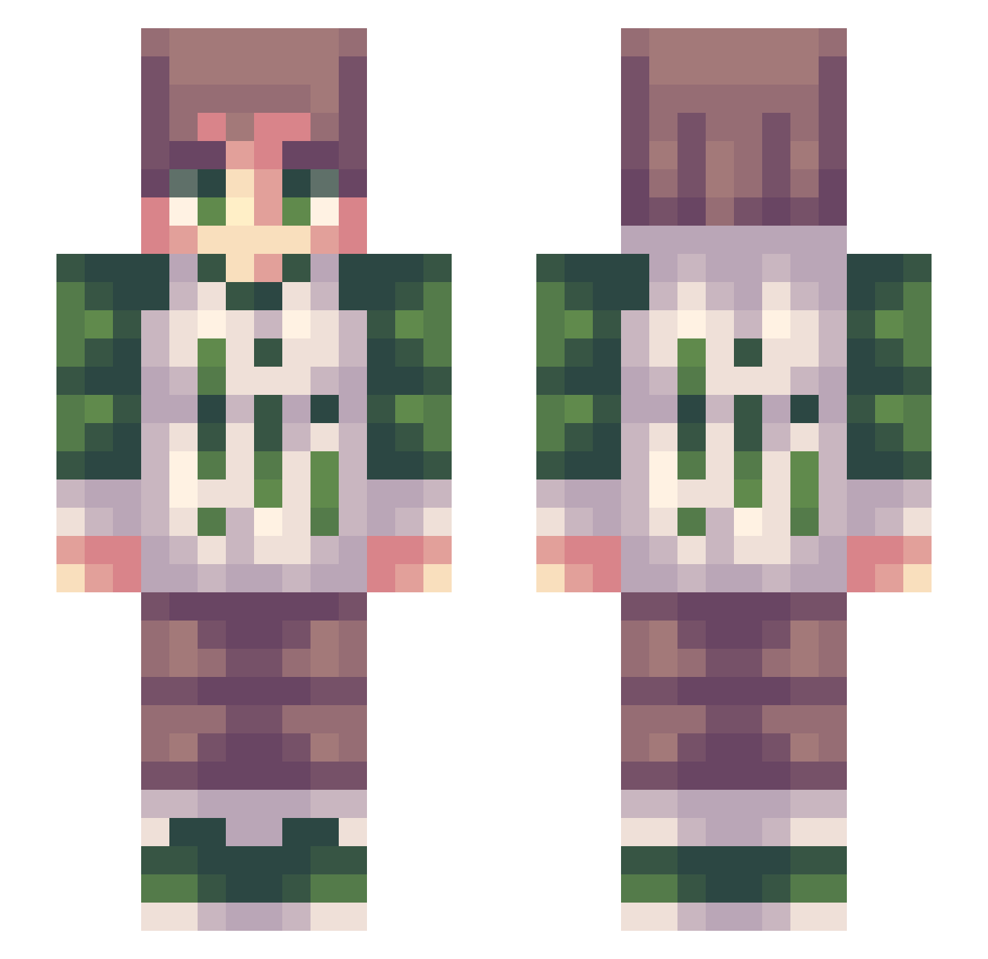 RedPect Minecraft skin, front and back view