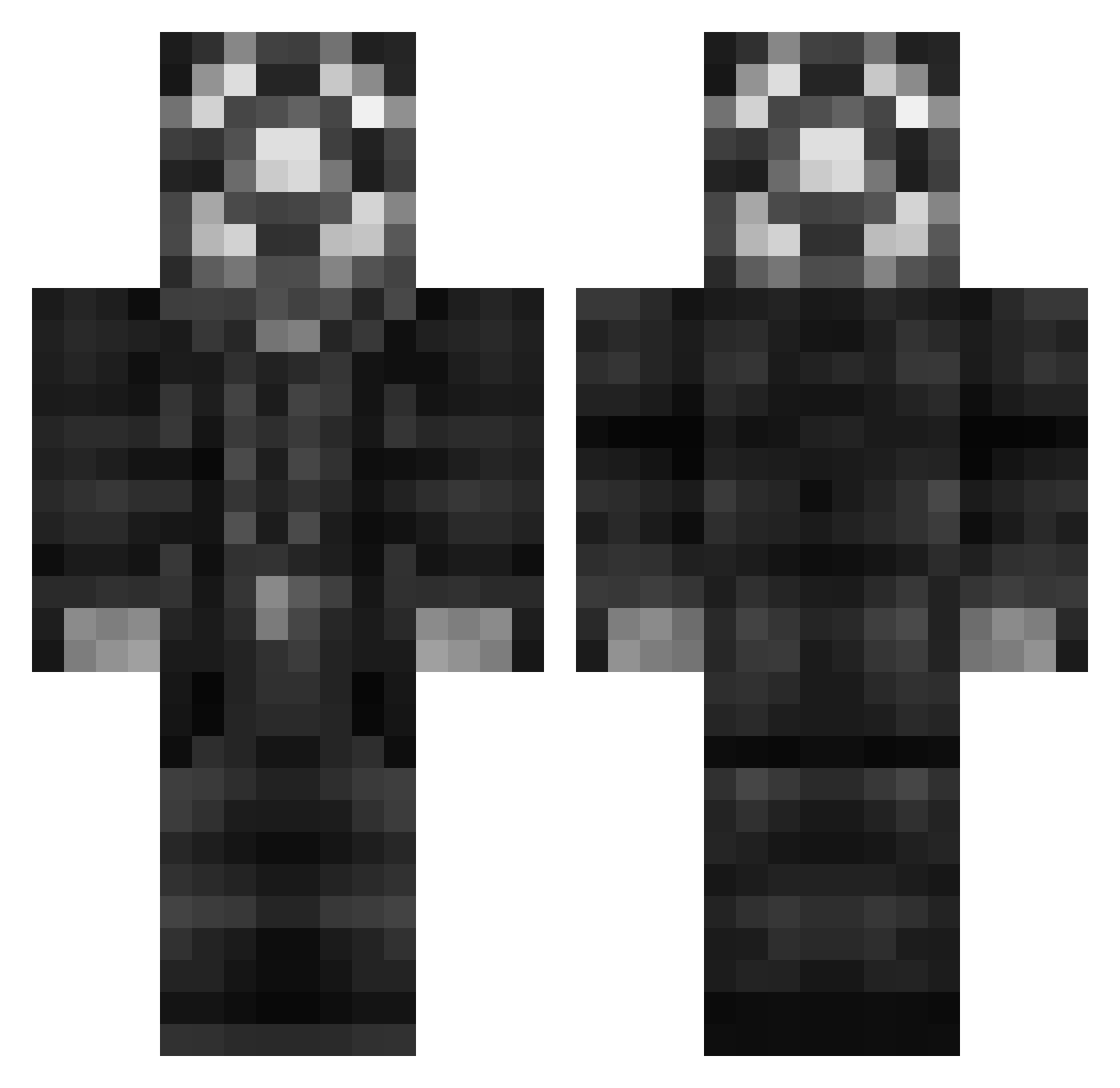 Proton404 Minecraft skin, front and back view