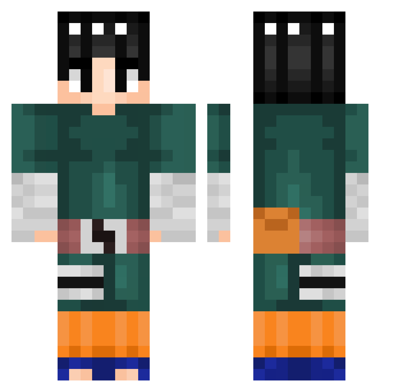 WholeBit Minecraft skin, front and back view