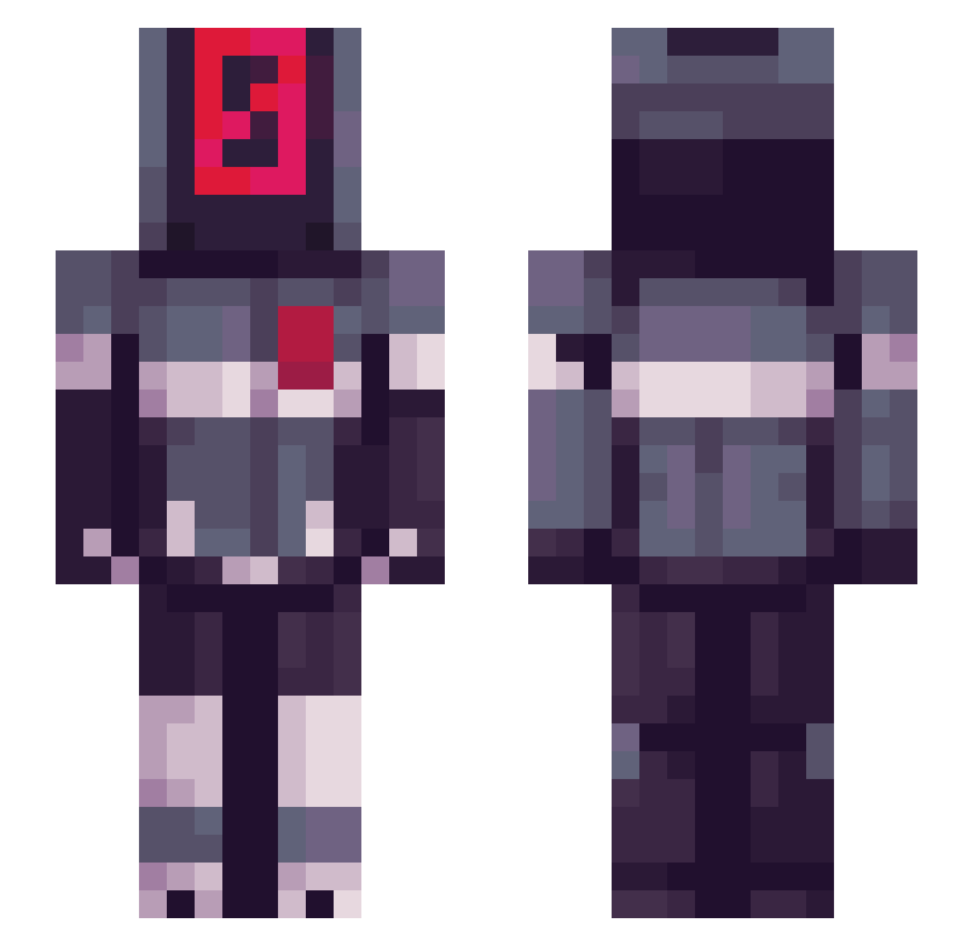 yekua Minecraft skin, front and back view
