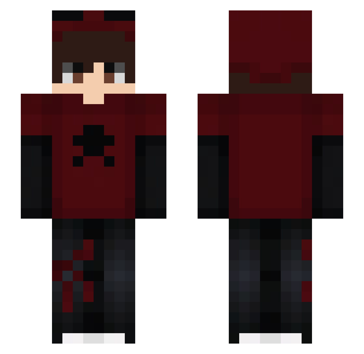 userkz Minecraft skin, front and back view