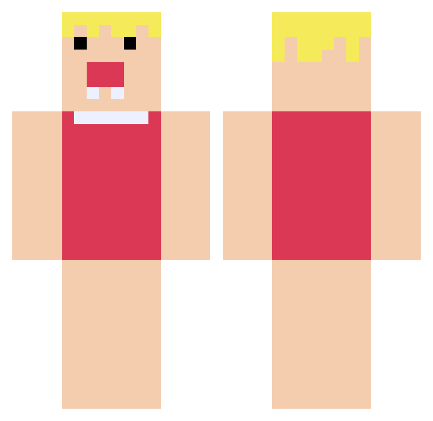 Noreaction11 Minecraft skin, front and back view