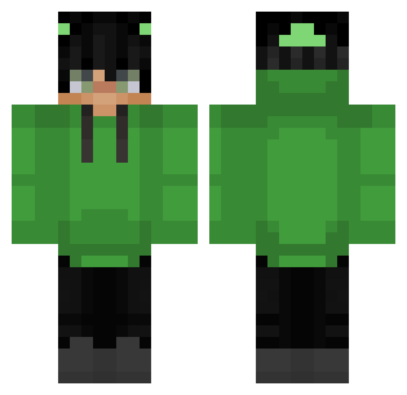 VollBekifft Minecraft skin, front and back view