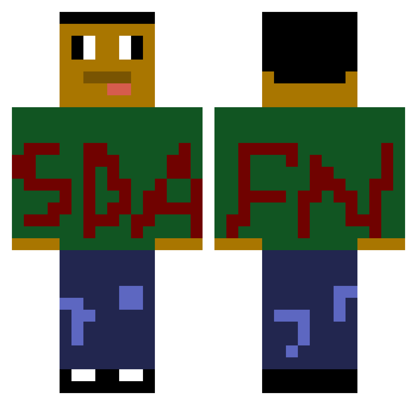TQwalkemdown Minecraft skin, front and back view