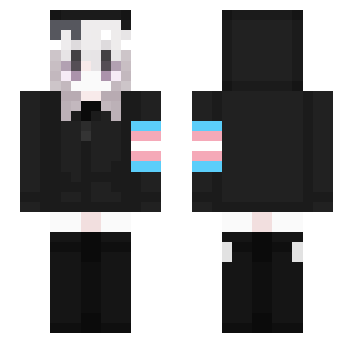 Destressing Minecraft skin, front and back view