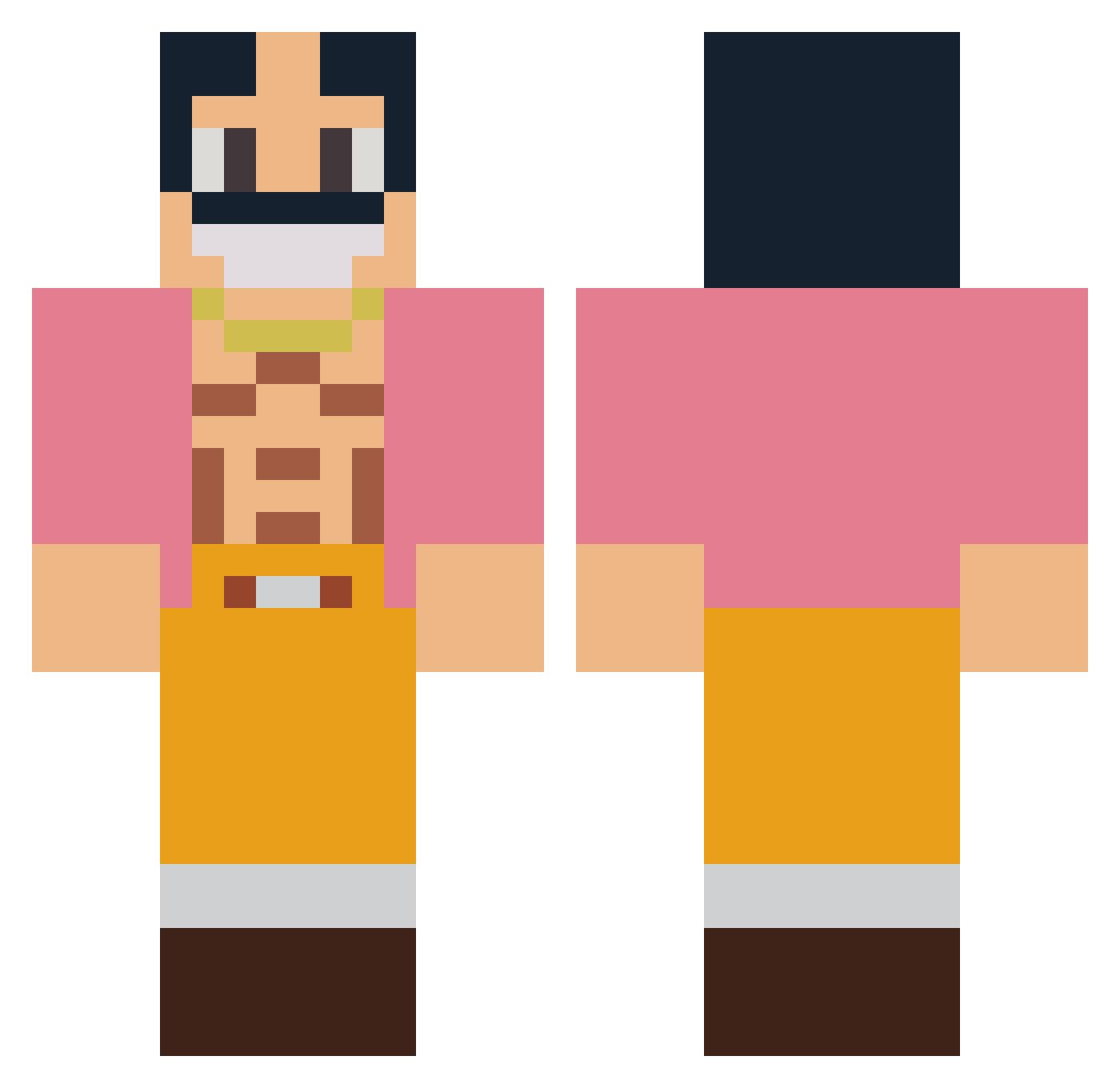 Chanagable Minecraft skin, front and back view