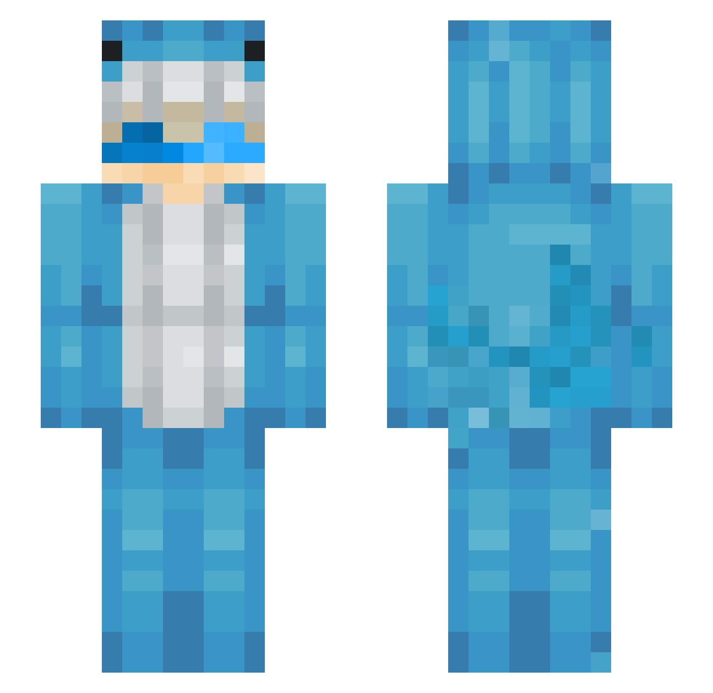 Itsmepriv Minecraft skin, front and back view