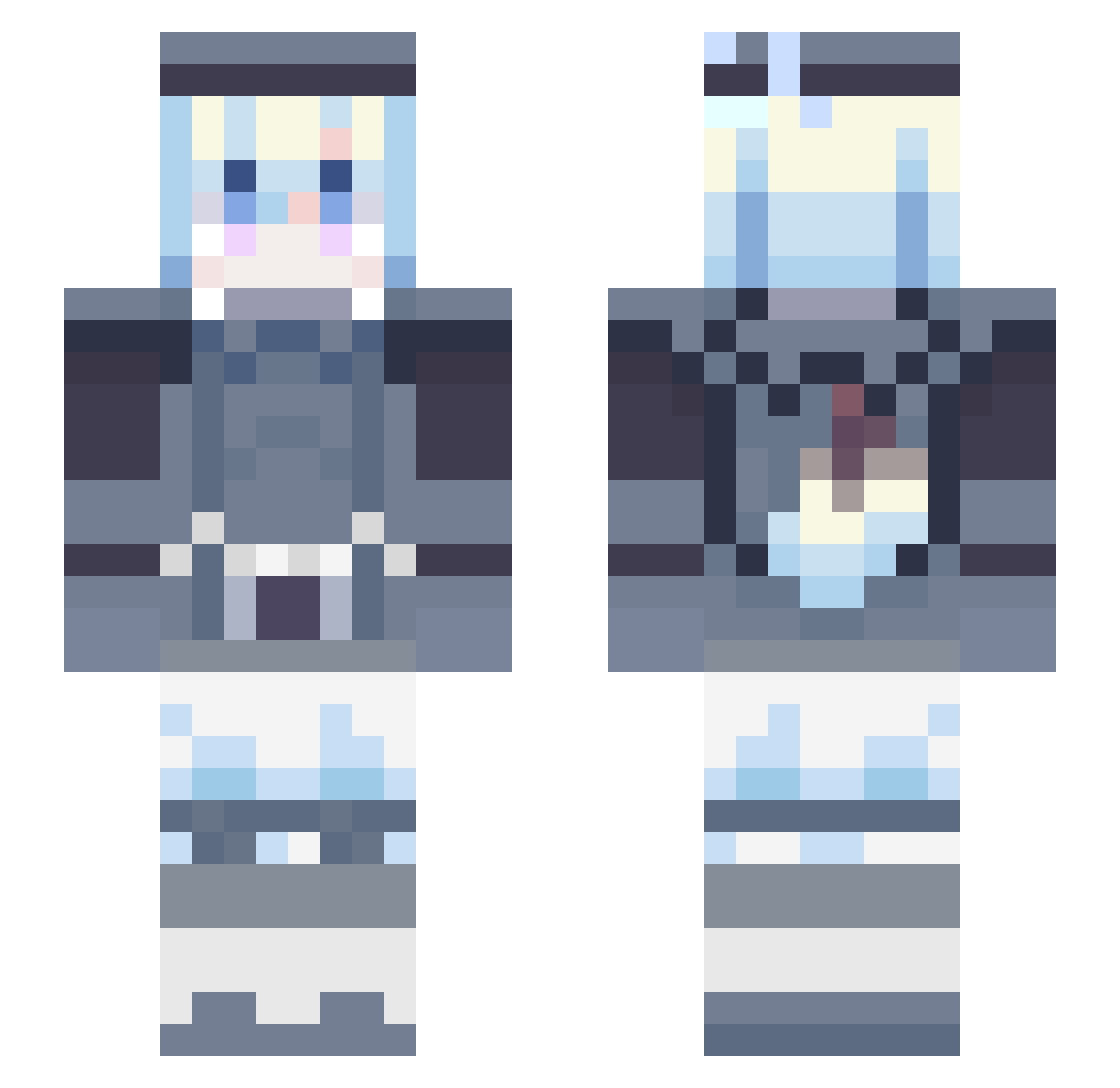 TvJammin Minecraft skin, front and back view