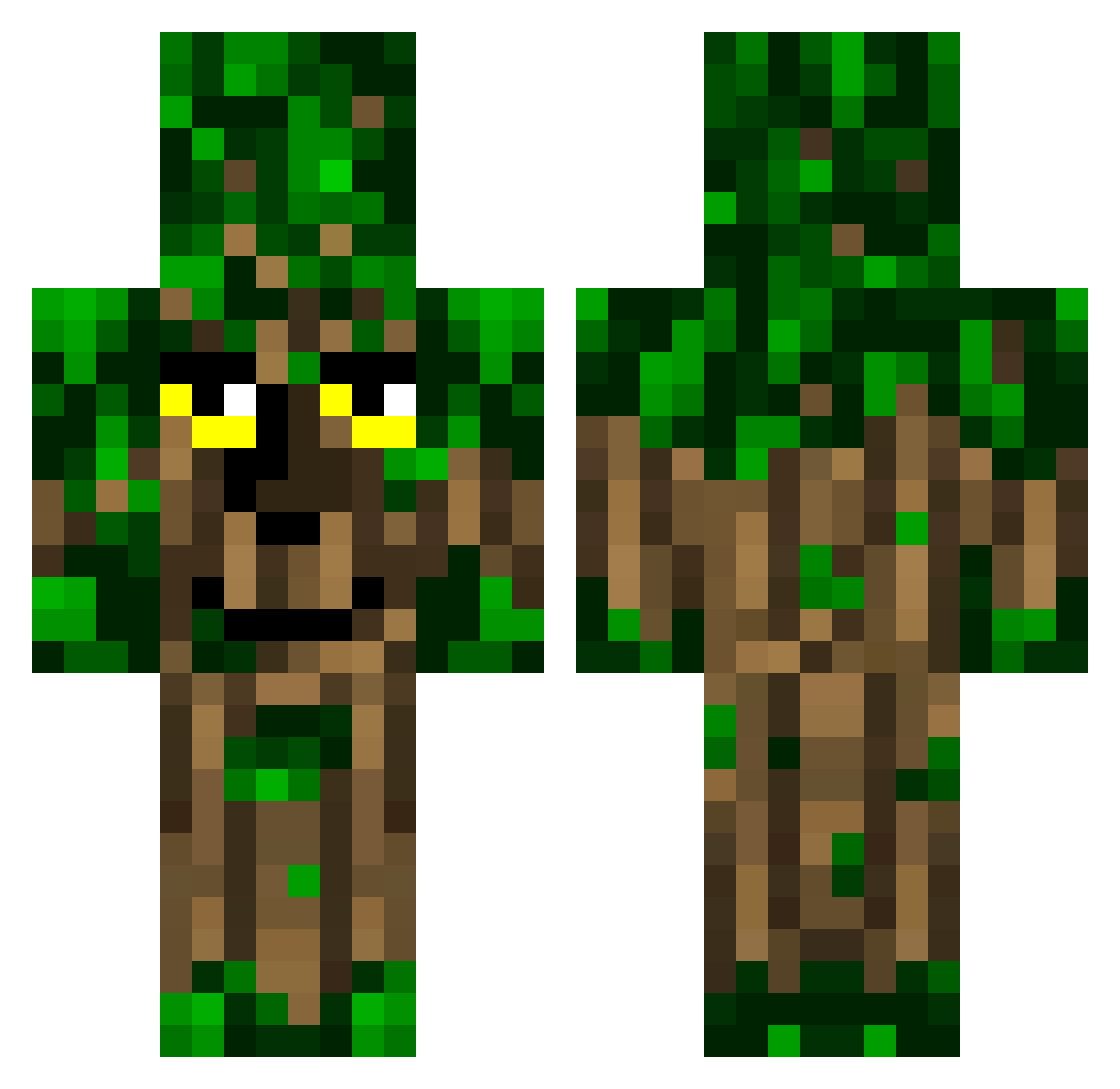 LargeLogLarry Minecraft skin, front and back view