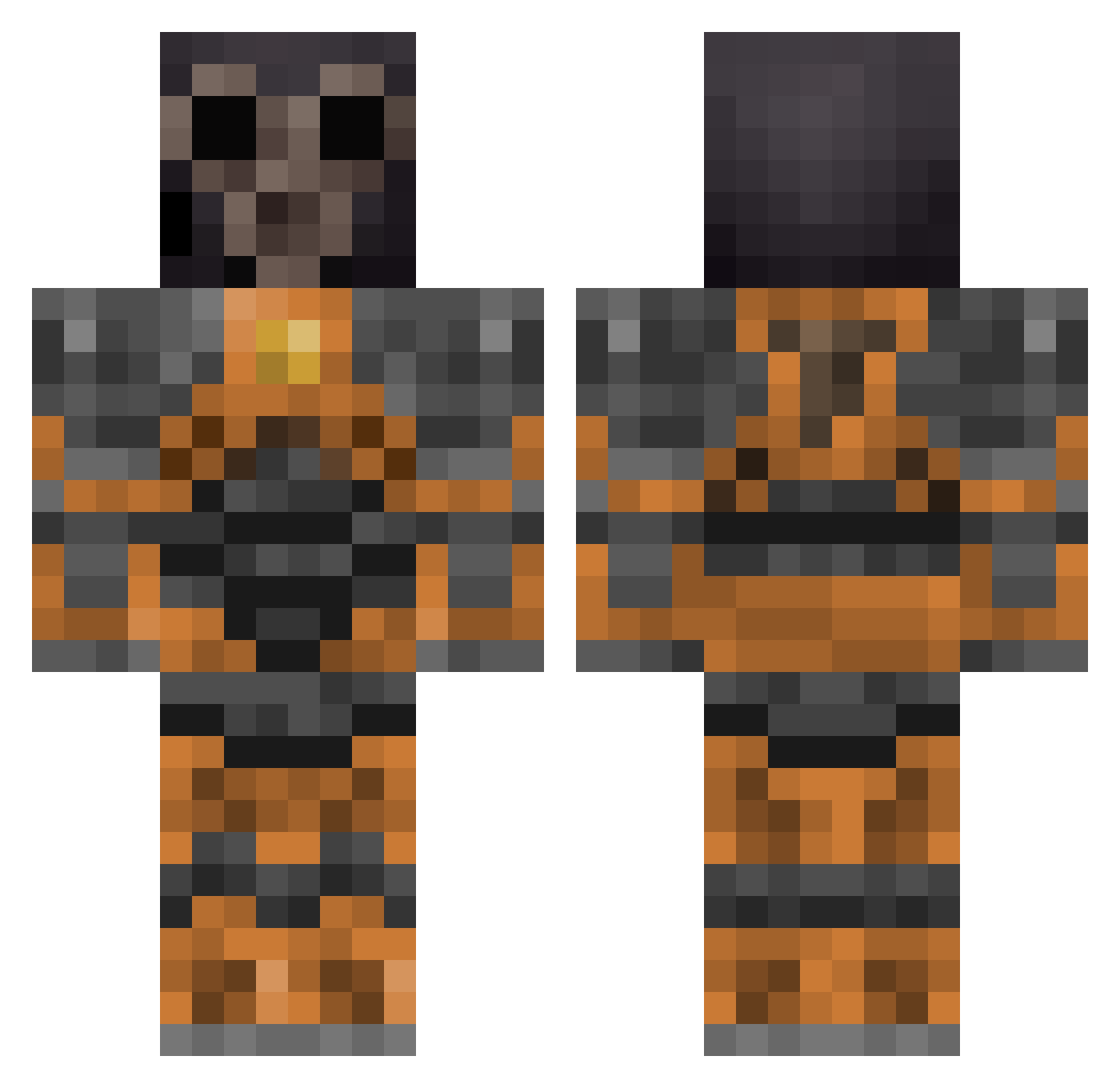 Owlbyte1 Minecraft skin, front and back view