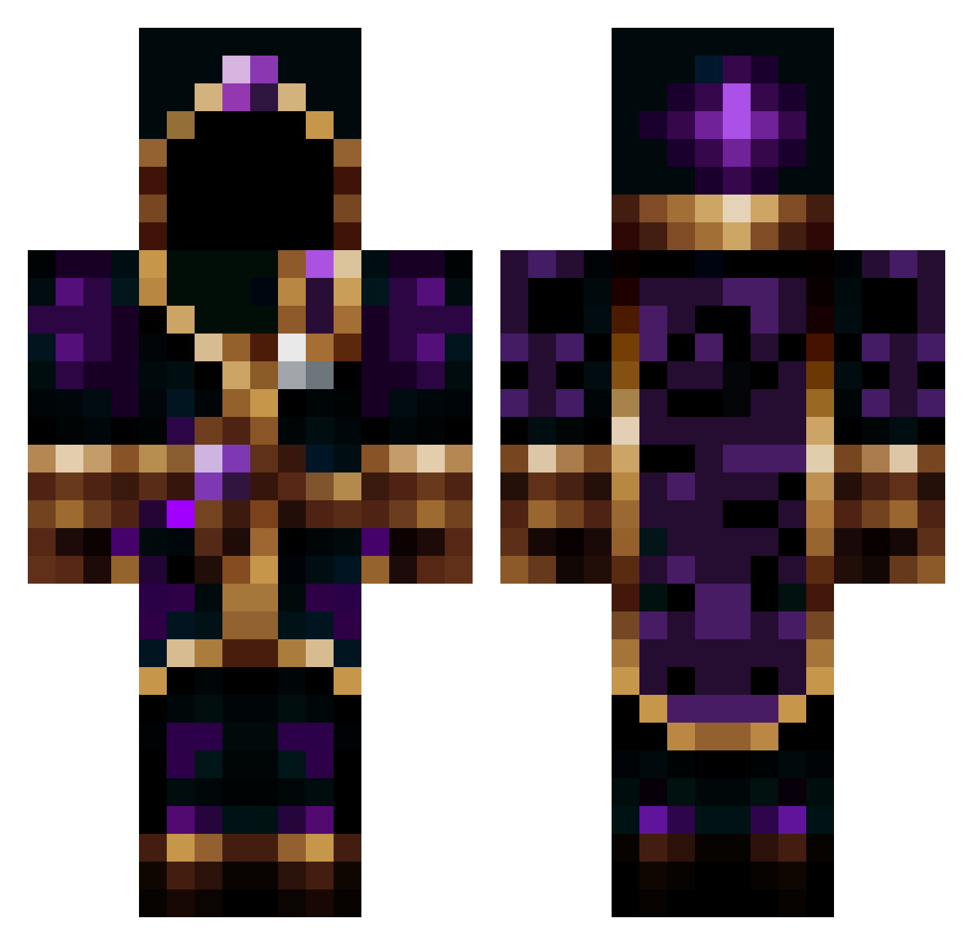 xEnderSoul Minecraft skin, front and back view