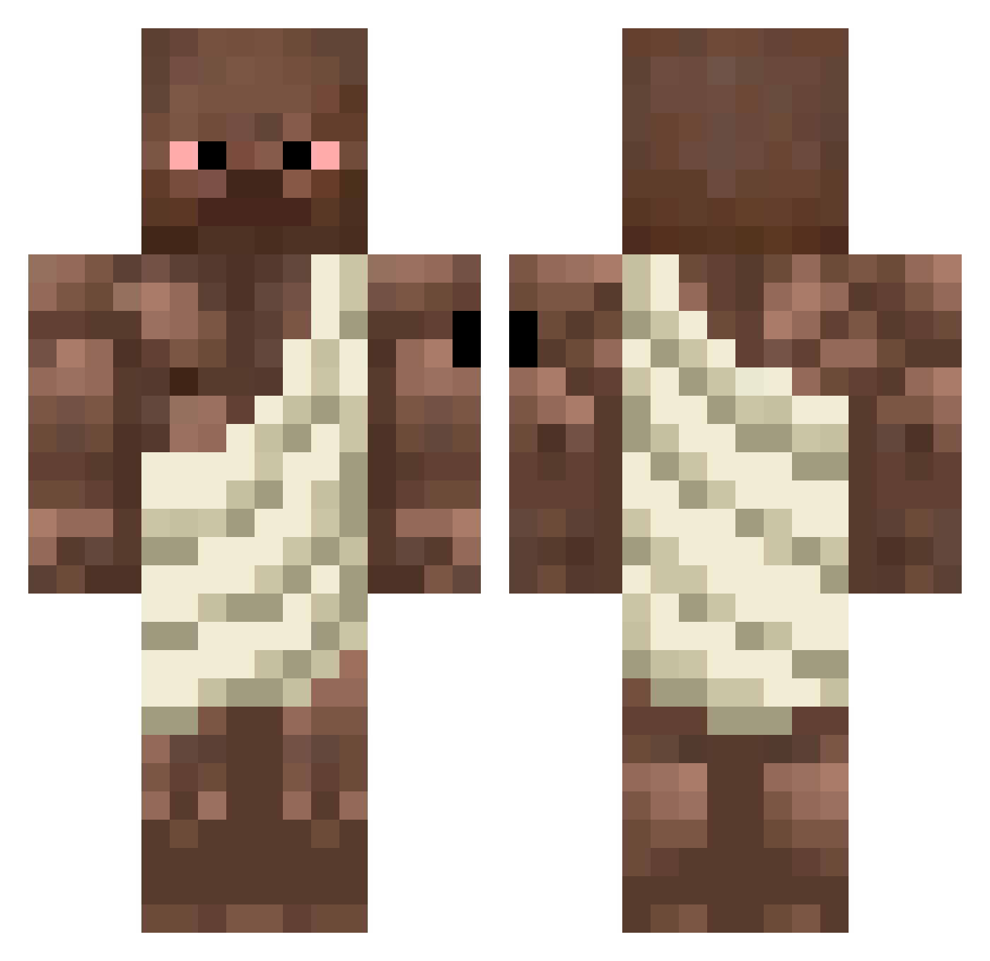 QxxsoWw Minecraft skin, front and back view