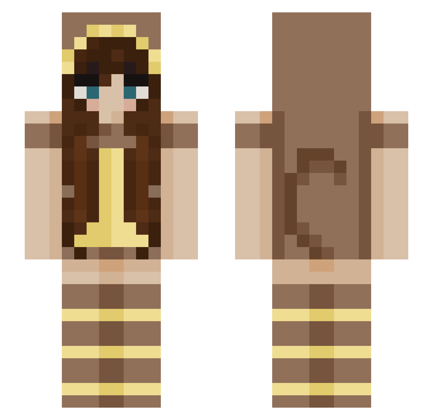 Pixcyo Minecraft skin, front and back view