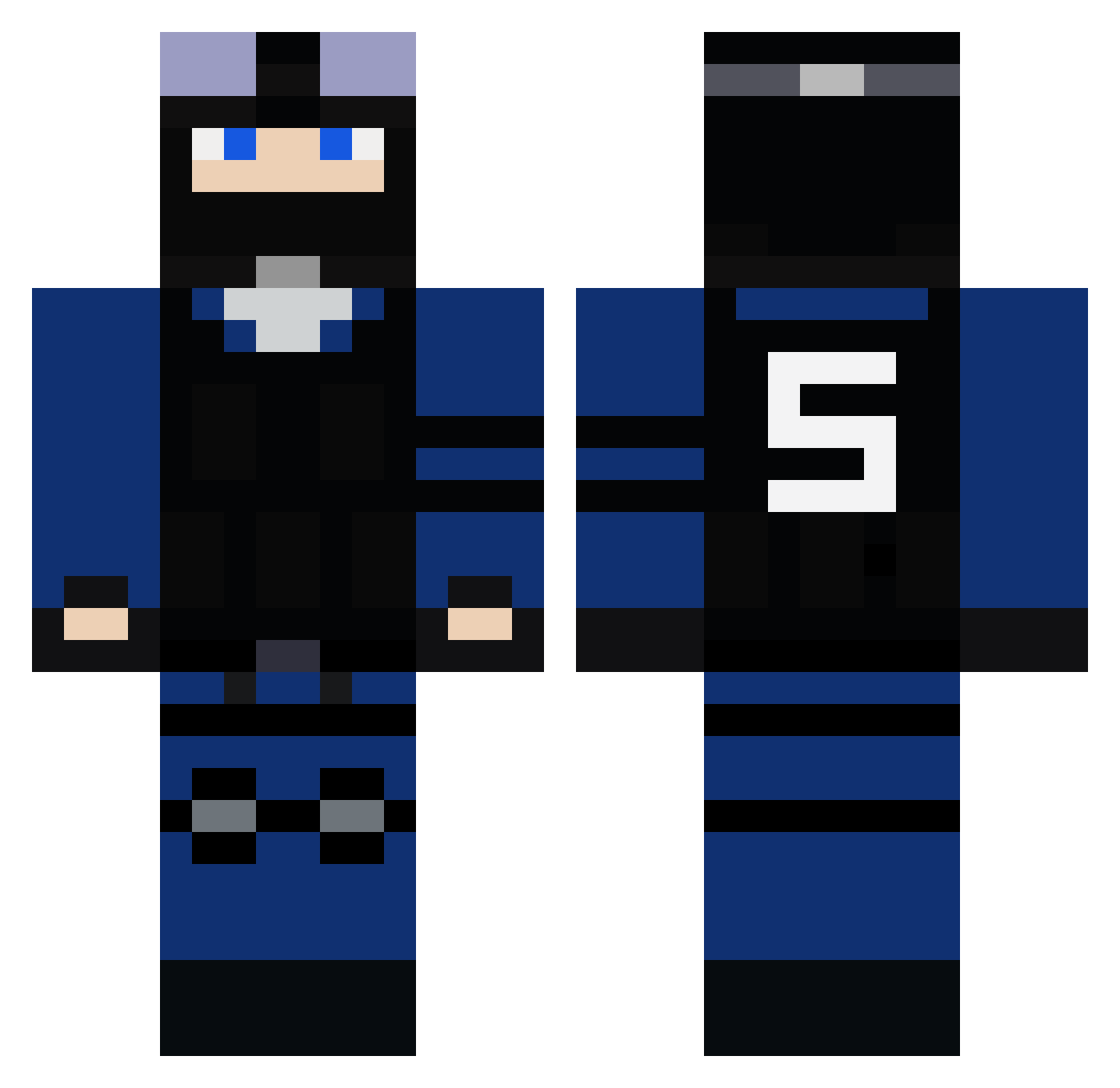 SwattingMods Minecraft skin, front and back view