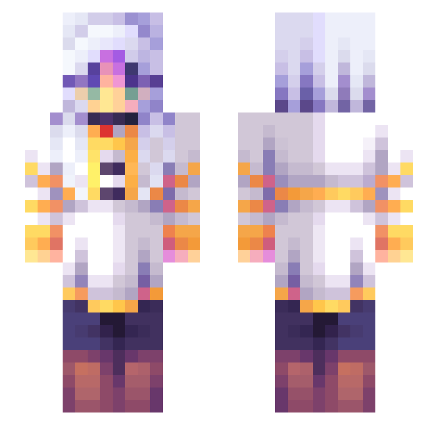 Schleepia Minecraft skin, front and back view