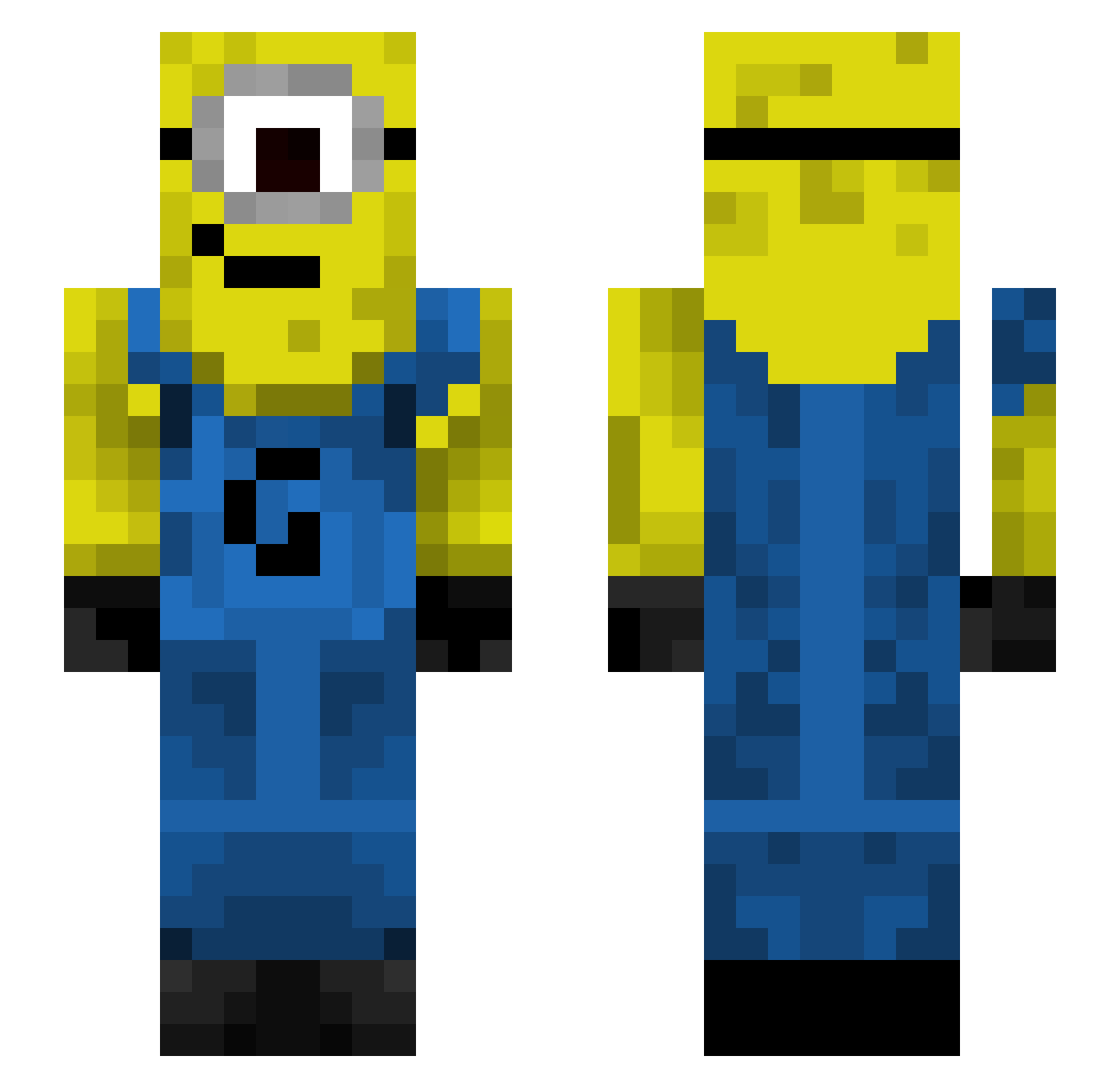 timto100 Minecraft skin, front and back view