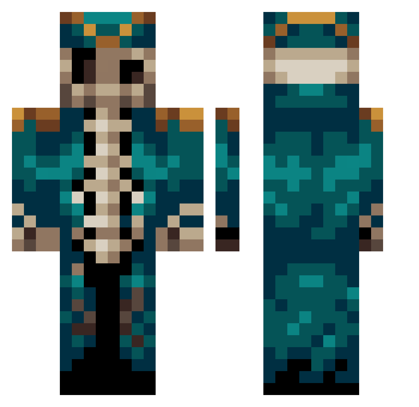 TotalBrutal_ Minecraft skin, front and back view