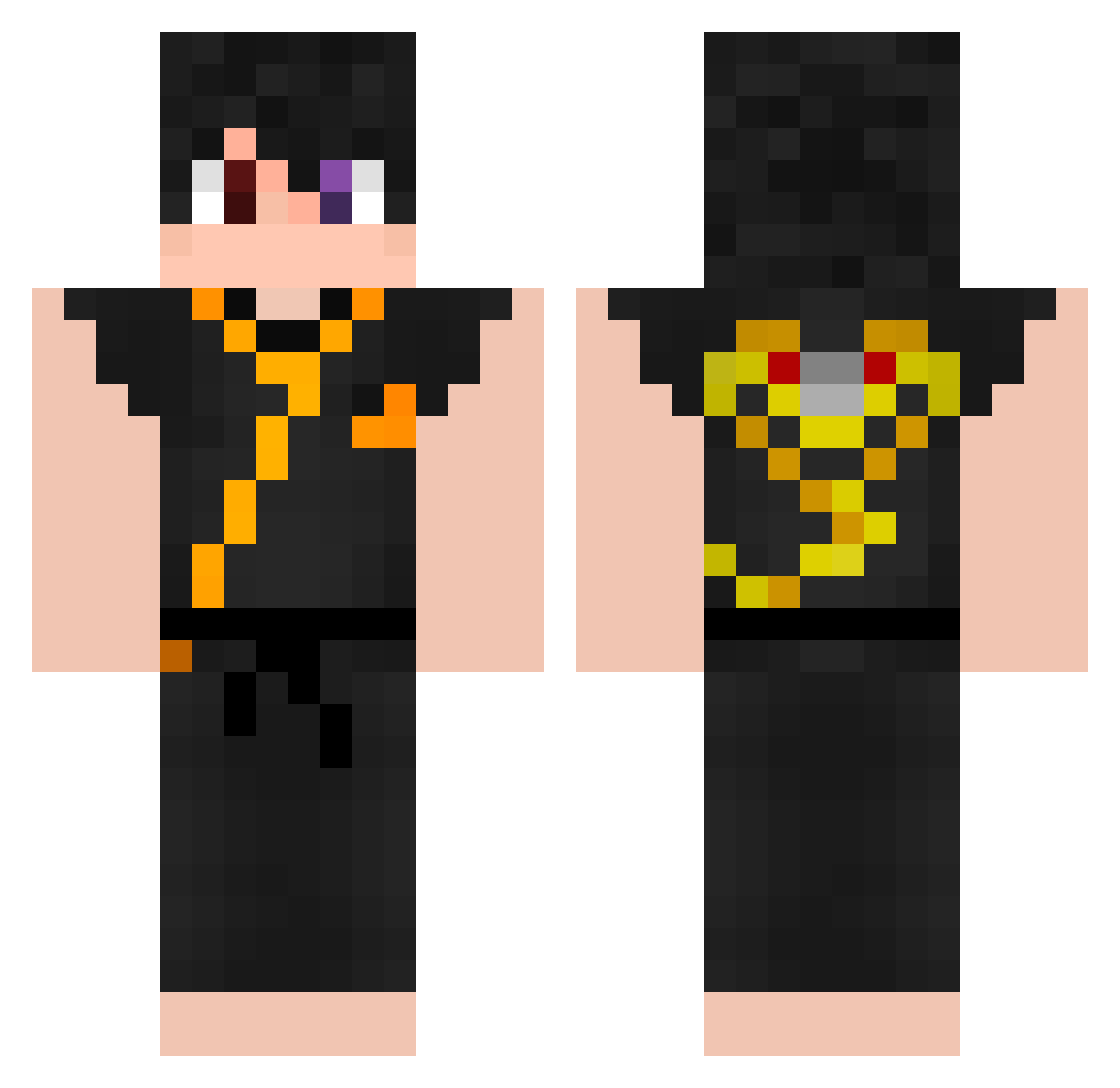 1taloFLAME Minecraft skin, front and back view