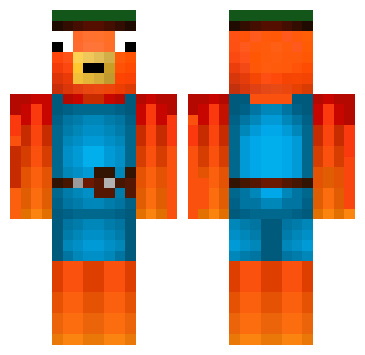 Rayed Minecraft skin, front and back view