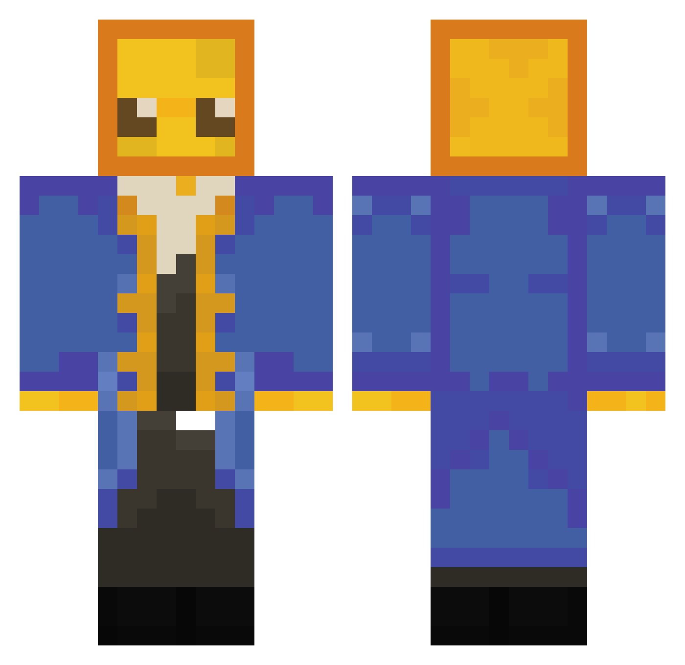 TheHauntedCheese Minecraft skin, front and back view