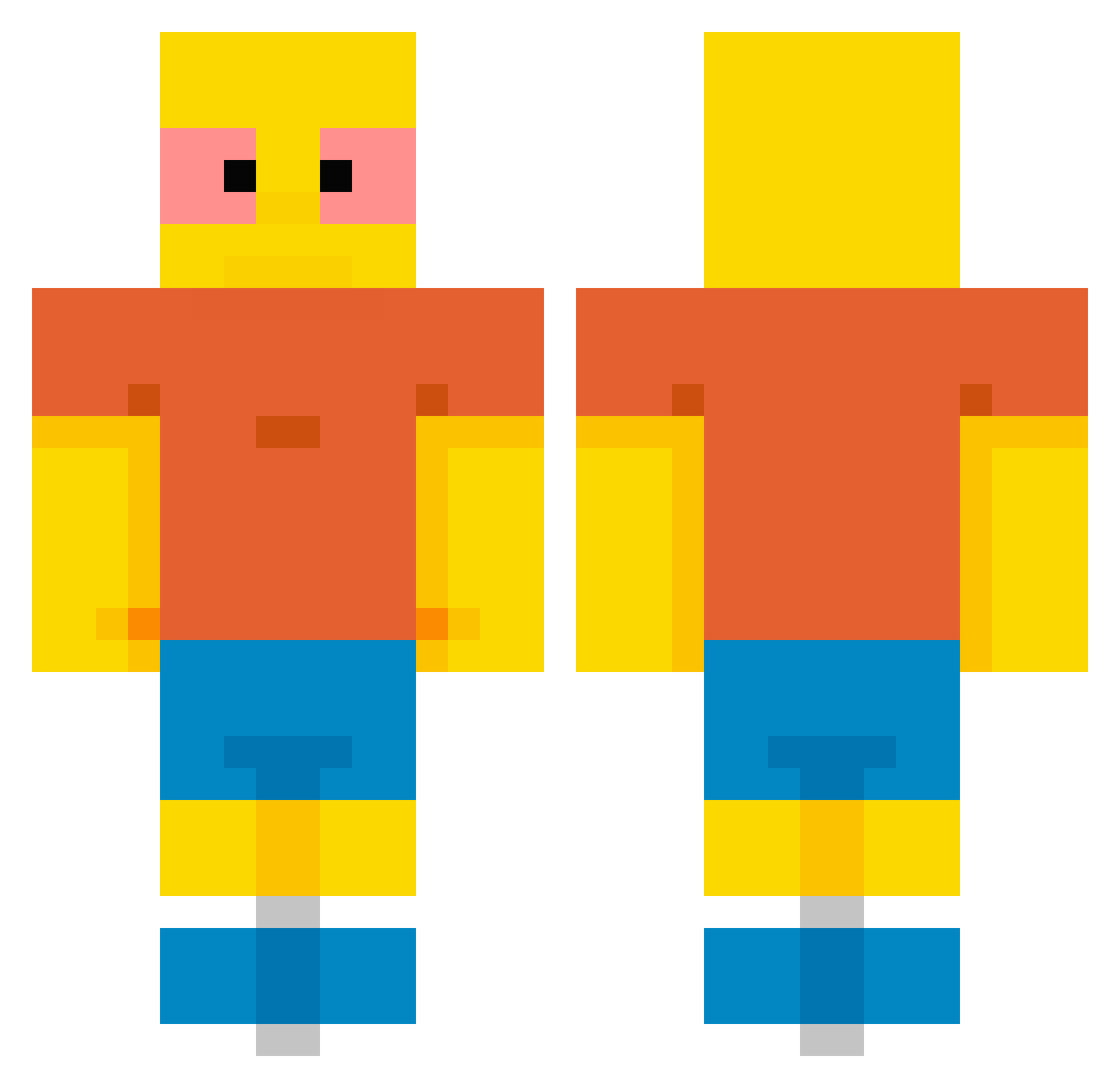 Grampa Minecraft skin, front and back view