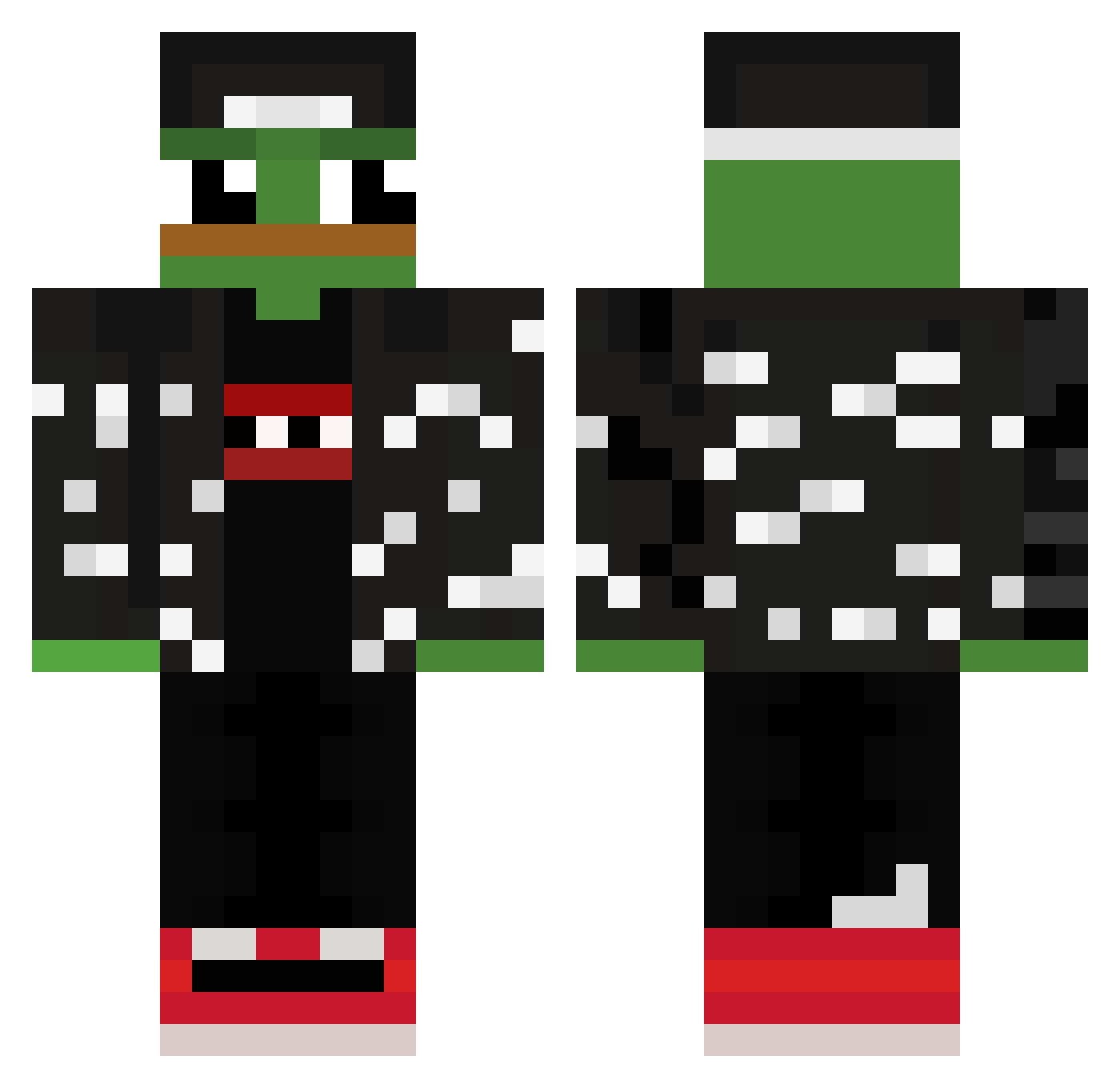 Snowplough Minecraft skin, front and back view