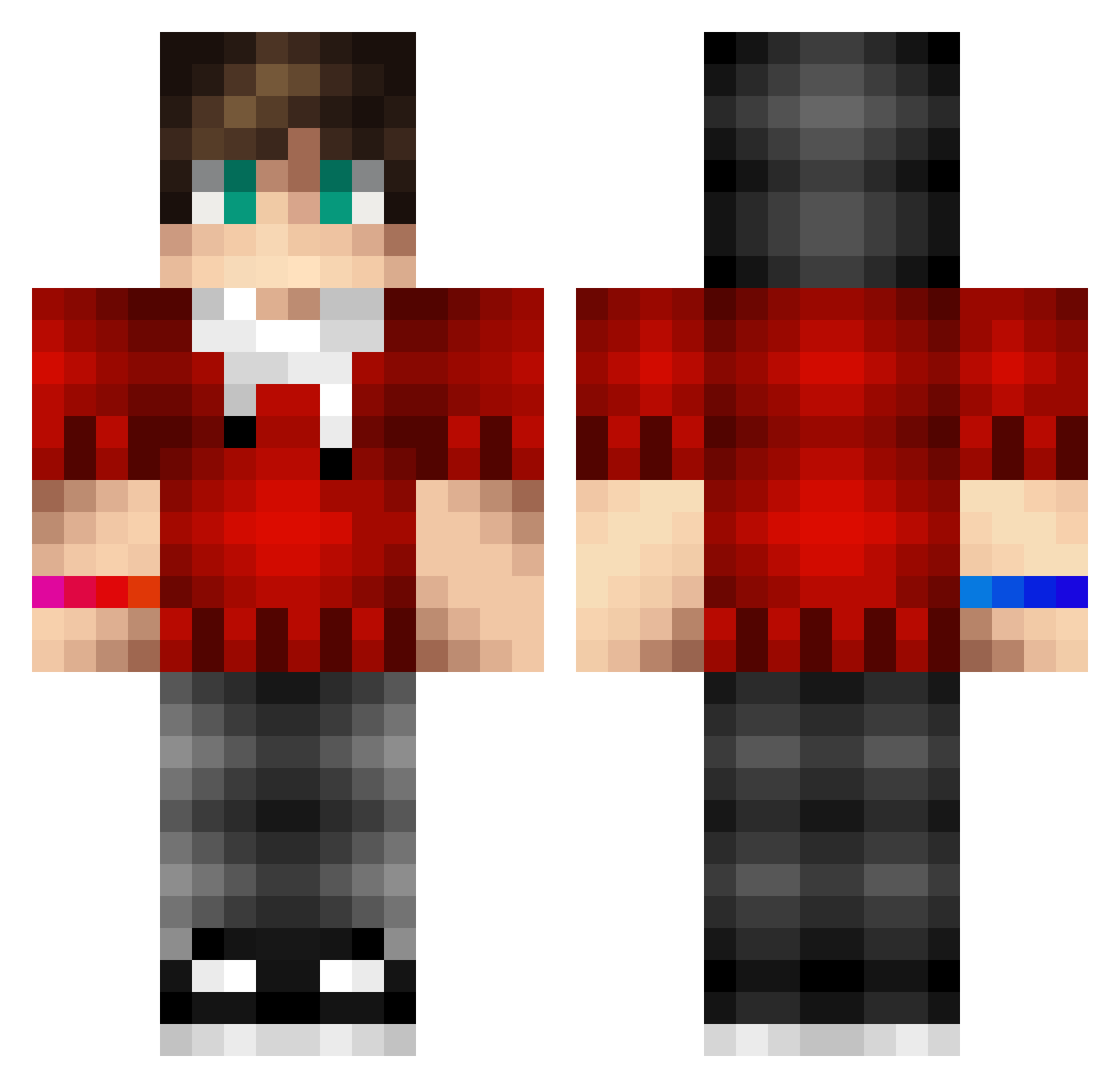 Itm1ghtbesam Minecraft skin, front and back view