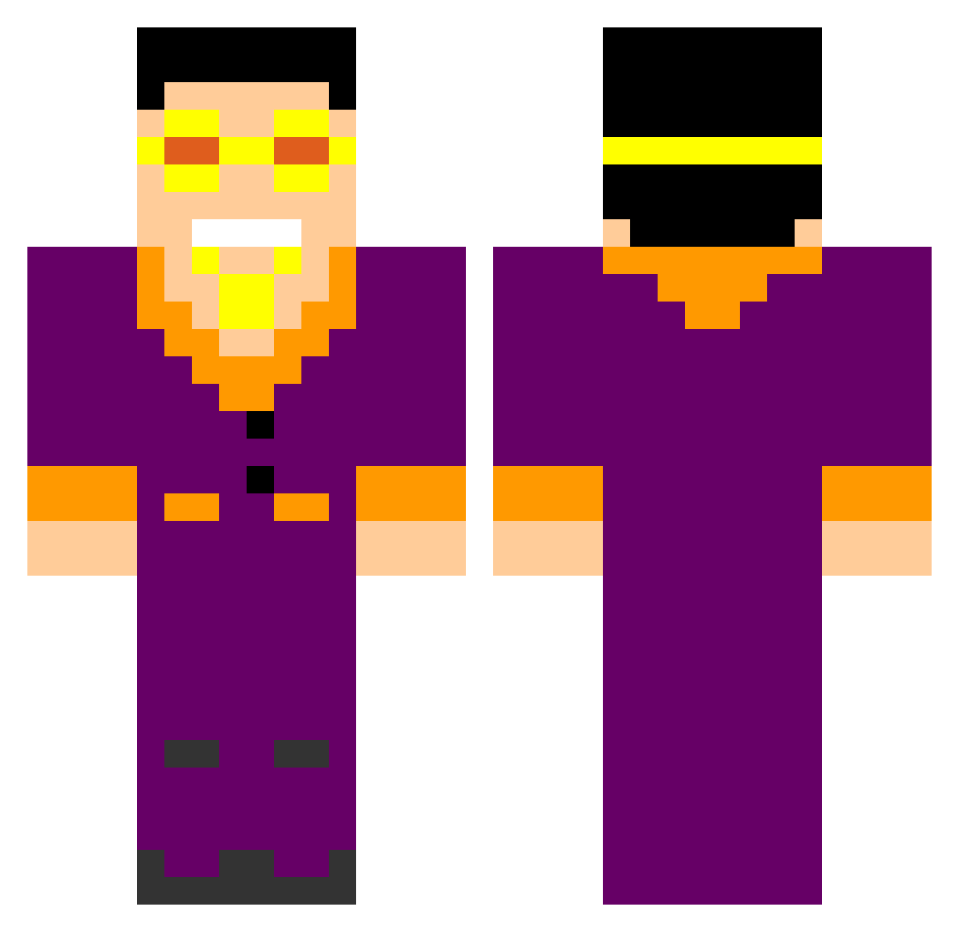 Morcha Minecraft skin, front and back view