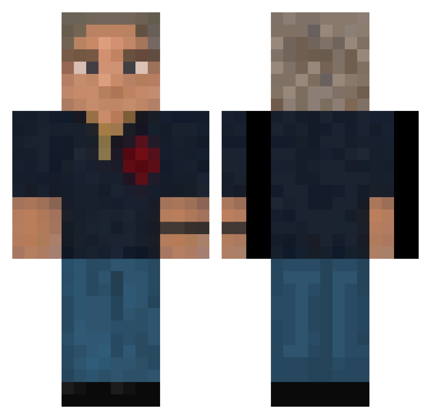 R3DFR Minecraft skin, front and back view