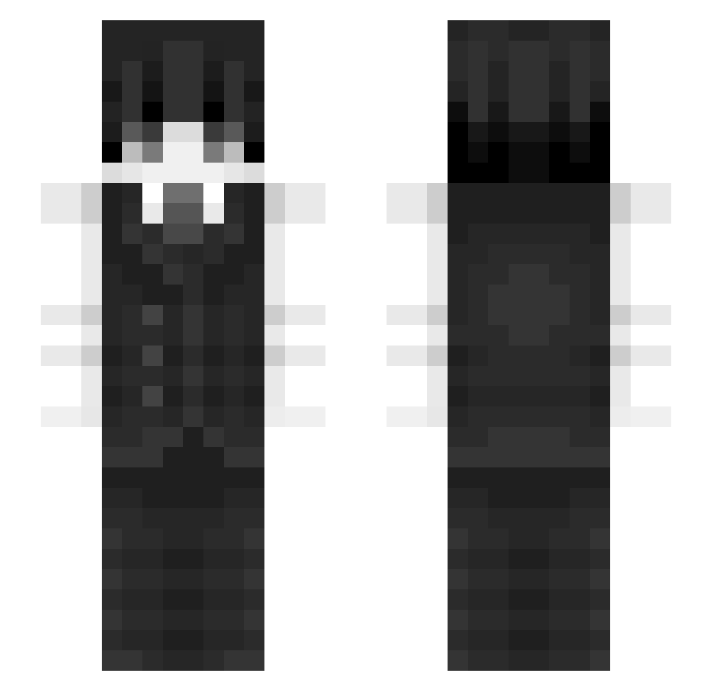 Thxn18 Minecraft skin, front and back view