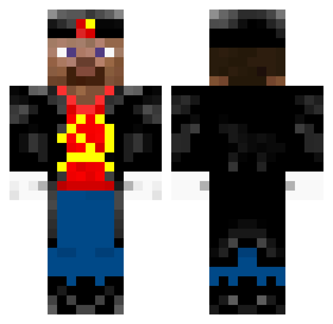 BrCaim Minecraft skin, front and back view