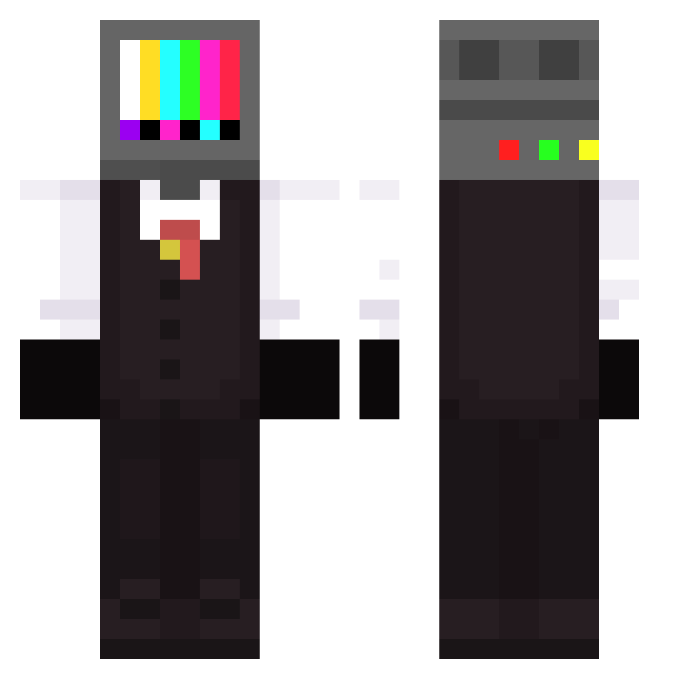 Sacrifixial Minecraft skin, front and back view