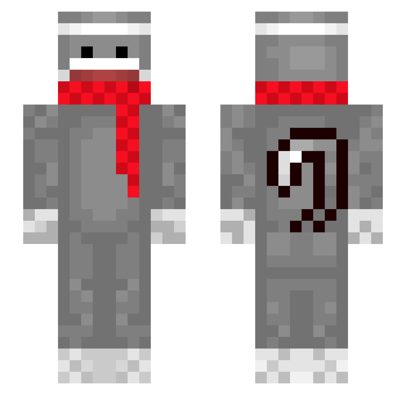 Quadrangular Minecraft skin, front and back view